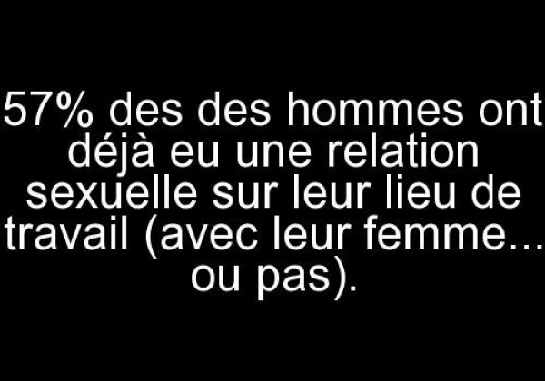 57% des des hommes ont déjà eu une relation sexuelle sur leur lieu de travail