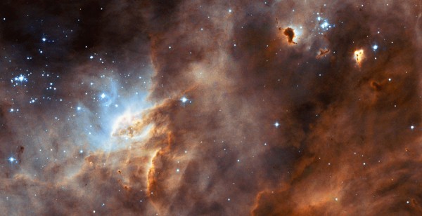 Hubble studies sequences of star formation in neighbouring galaxy