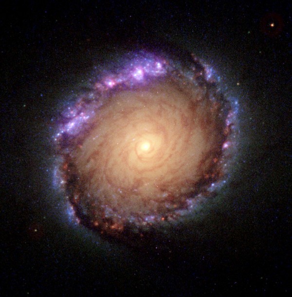 Composite ultraviolet-visible-infrared image of NGC 1512